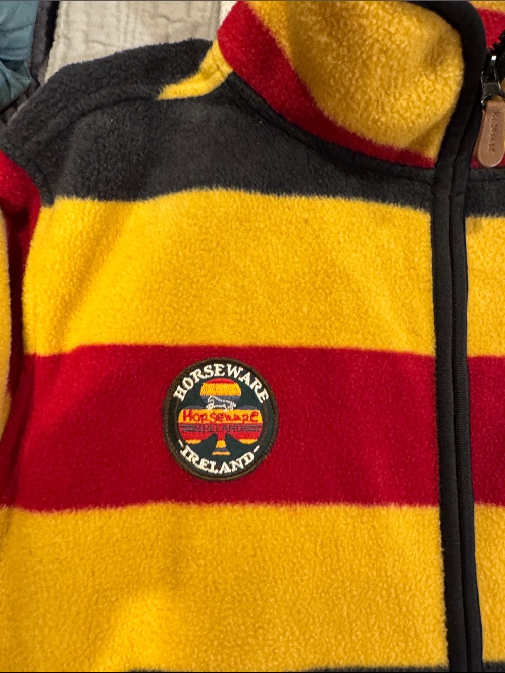 Horseware Ireland Women's Striped Fleece Jacket in Yellow, Red & Black